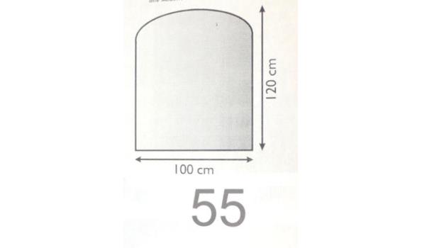 Vloerplaat glas – Voorkant gebogen – geslepen kanten – afm. 100x120